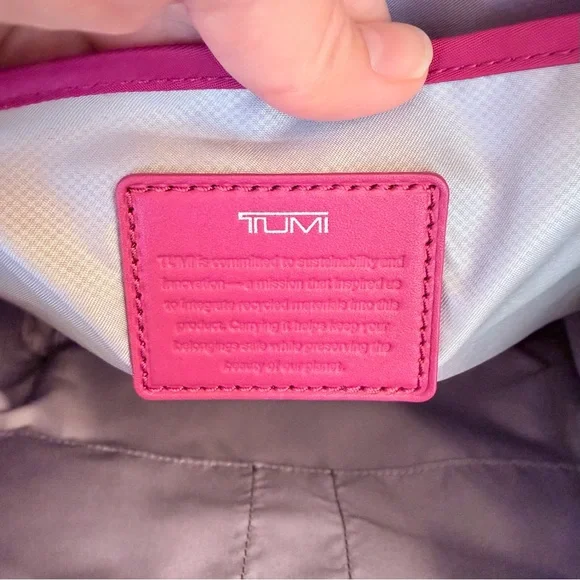 Tumi Voyageur Rosie Nylon Backpack in Berry Fushia with laptop compartment - Picture 9 of 11